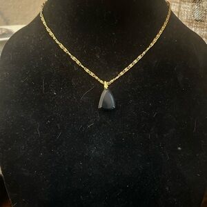 Vintage Faceted Black Pendant Necklace